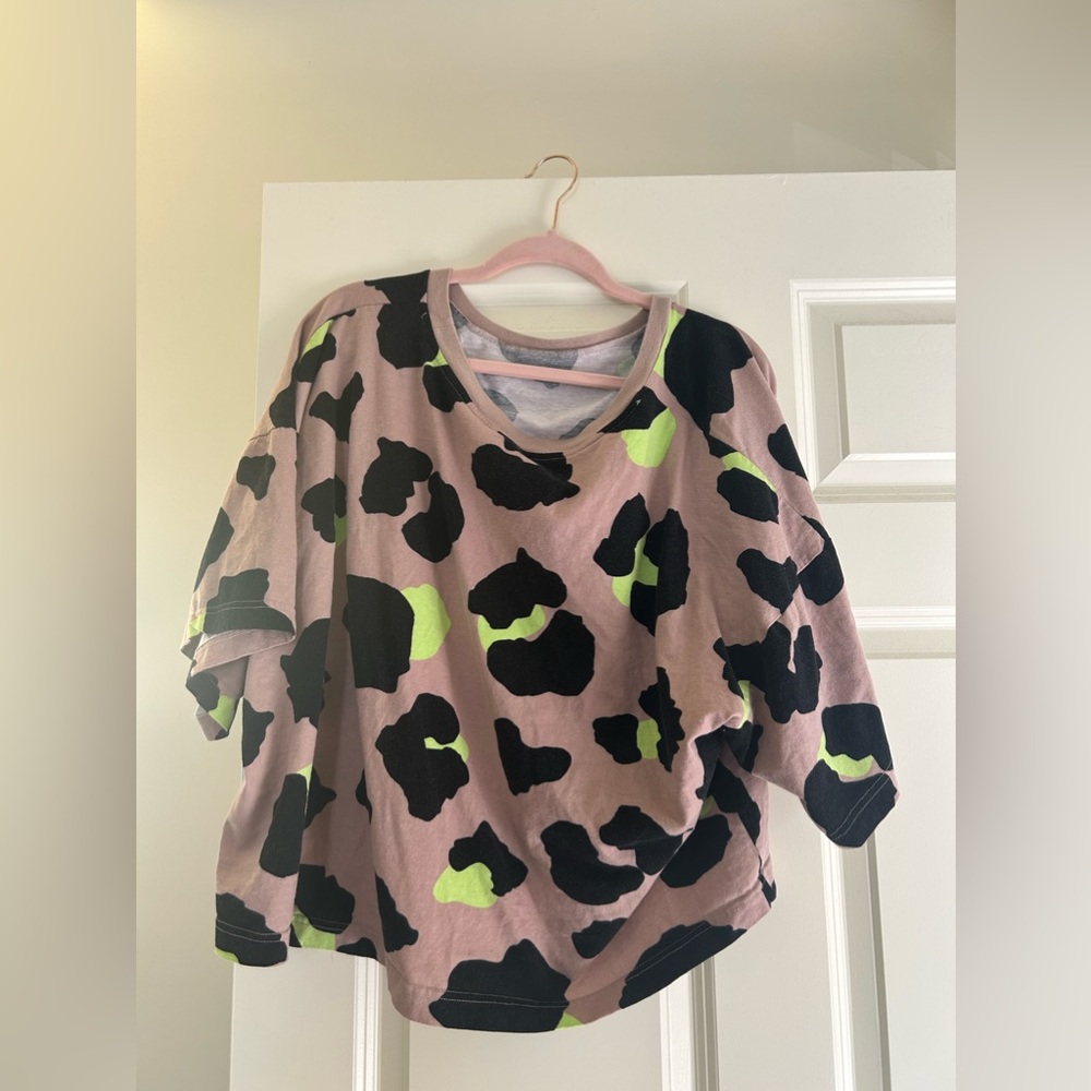 Animal Print Green & Black Sweater Crop 2x